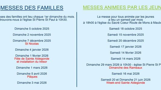 MESSES DES JEUNES ET FAMILLES