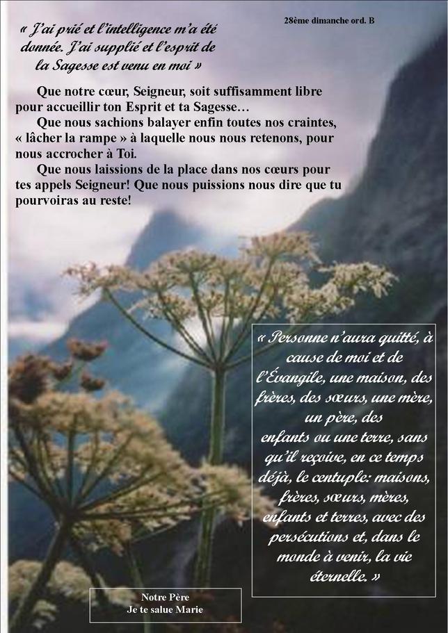 oraison 28&egrave;me dim. ord. BM