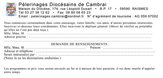 P&eacute;lerinages 2009 - Renseignements
