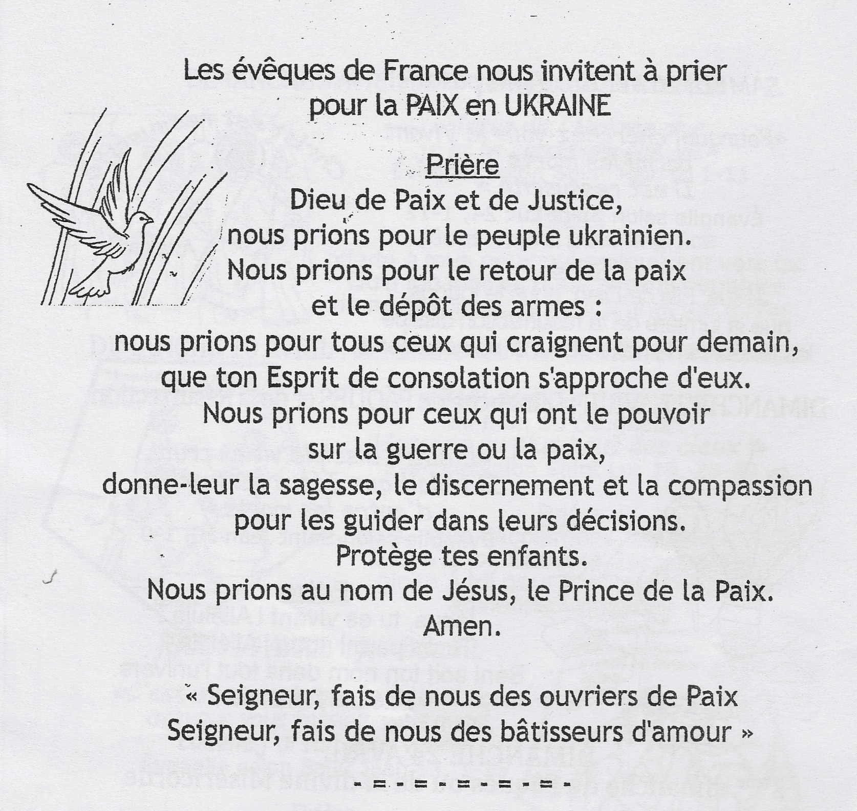 Priere pour l'Ukraine 2