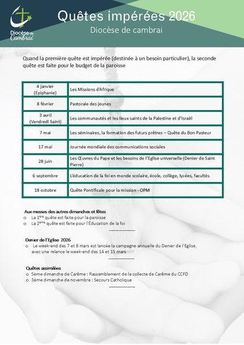 Quetes imperees 2026