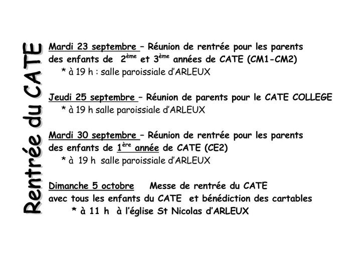 Rentree du CATE 2025 - affiche