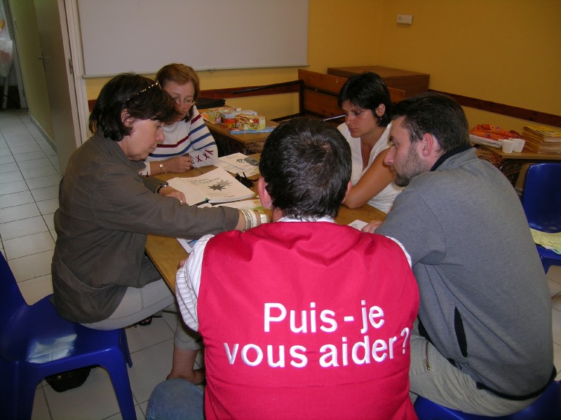 Lors d'une réunion de formation des catéchistes