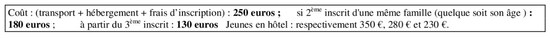 tarifs Lourdes 2009