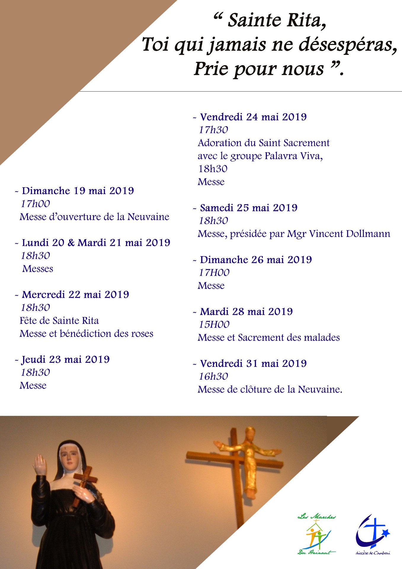 Verso flyer Neuvaine de Ste Rita 2019